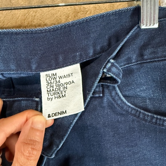 H&M Mens Jeans‎ 36X32 Blue Dark Wash Denim Straight Button Fly Stretch Classic - Picture 3 of 11